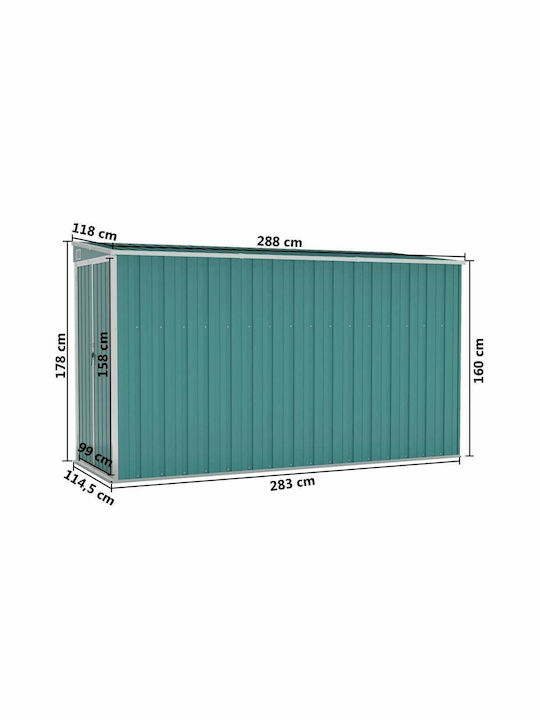 Metallisches Gartenhaus Galvanisiert Grüne mit Lüftungsschlitzen M1.18xP2.88xH1.78m