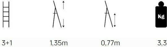 Profal Eco Ladder Aluminum with 3+1 Steps 135cm