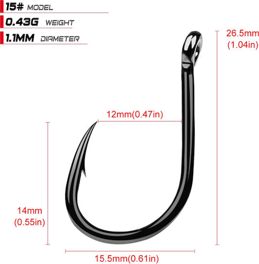 FH080-N15-100JZ Fishing Hooks Set 100pcs No15