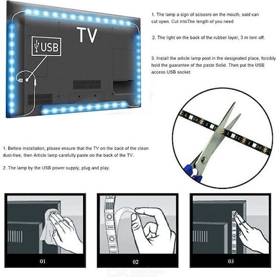 LED Strip USB TV Strip Light TV USB 5V RGB Light 4x50cm Type SMD5050 with Power Supply & Remote Control