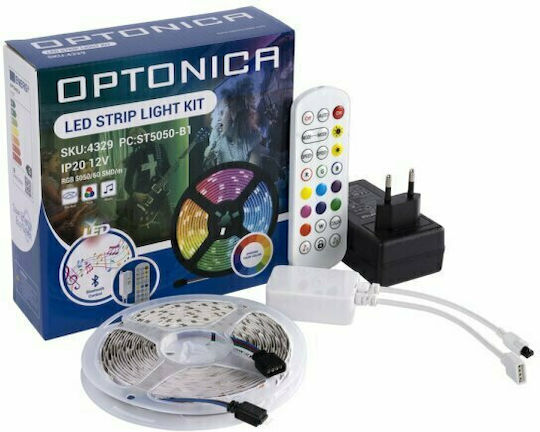 Optonica Smart LED Strip 12V RGB Light 5m Type SMD5050 with Power Supply & Remote Control