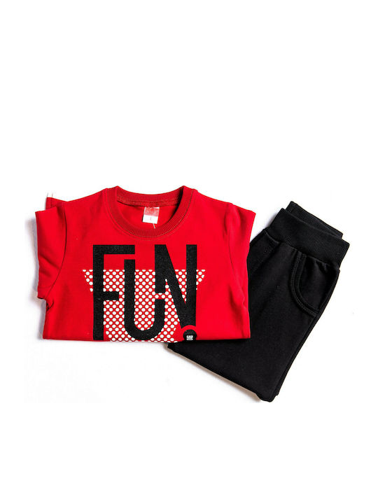 Joyce Kids Sweatpants Set Red 2pcs