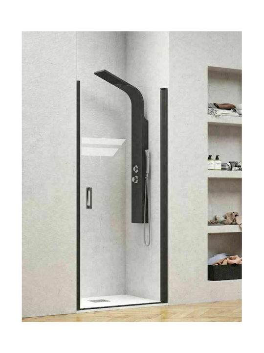 Karag Nero Pivot Porta Διαχωριστικό Ντουζιέρας με Ανοιγόμενη Πόρτα 95x200cm Clear Glass Nero
