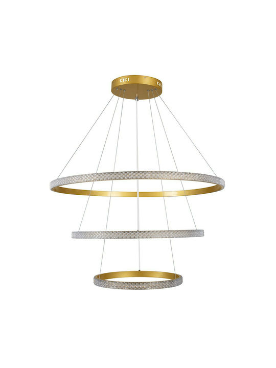 GloboStar Diamond Trio Pendant Light Gold LED with Warm to Cool White Light 40x80cm