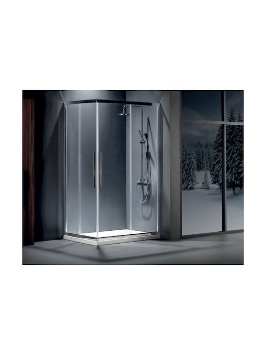 Devon Flow Corner Entry Καμπίνα Ντουζιέρας με Συρόμενη Πόρτα 100x90x195cm Clean Glass Chrome