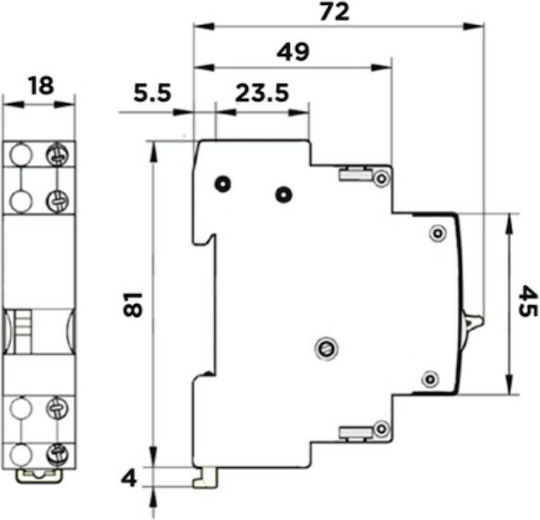 Maxge Phase Relays Verriegelung 16A Double Pole with Voltage 230V