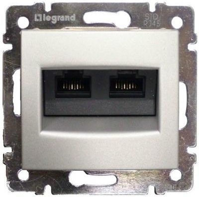 Legrand Valena Front Double Network Socket RJ45 Cat6 Silver 770247
