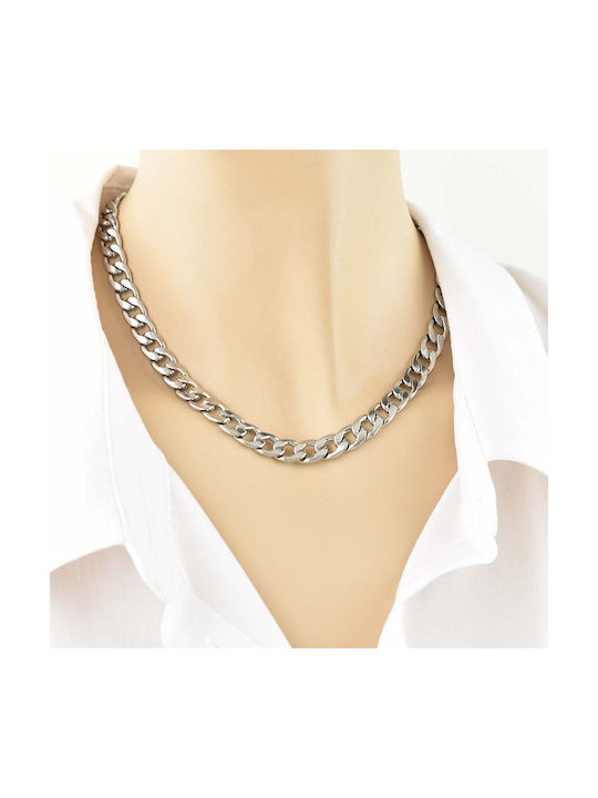 Gurmet Chain Silver 9MM Stainless steel neck chain 316L 55 cm