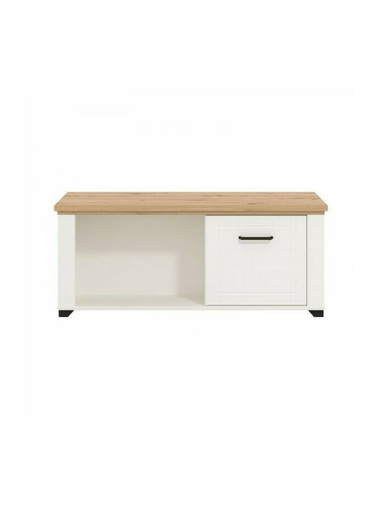 Rectangular Central Coffee Table Valencia Wooden with Drawers White / Artisan Oak M115xW55xH47.5cm