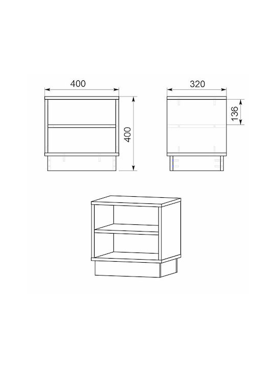 Bedside Table Mason Wooden Sonoma White 40x32x40cm