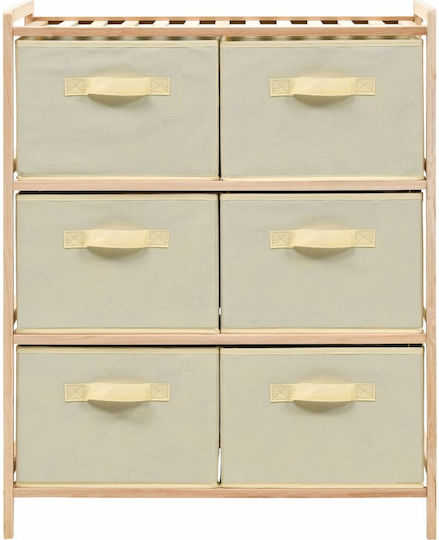 Storage Drawers from Wood & Fabric Natural / White M59xW28xH75cm