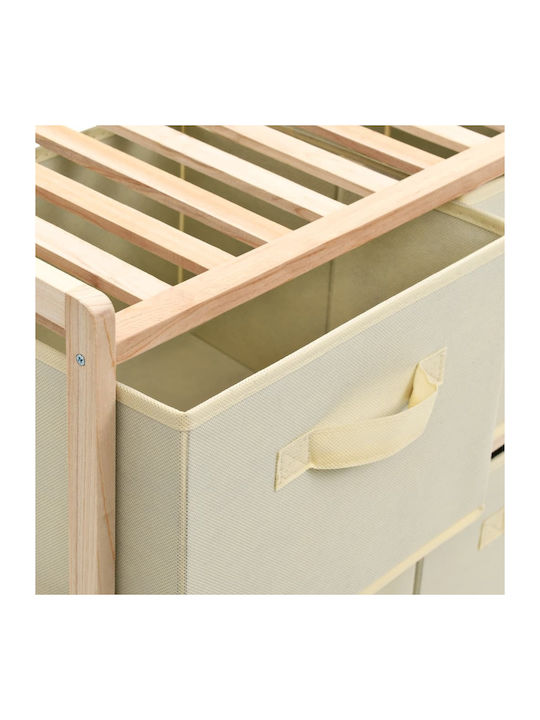 Storage Drawers from Wood & Fabric Natural / White M59xW28xH75cm