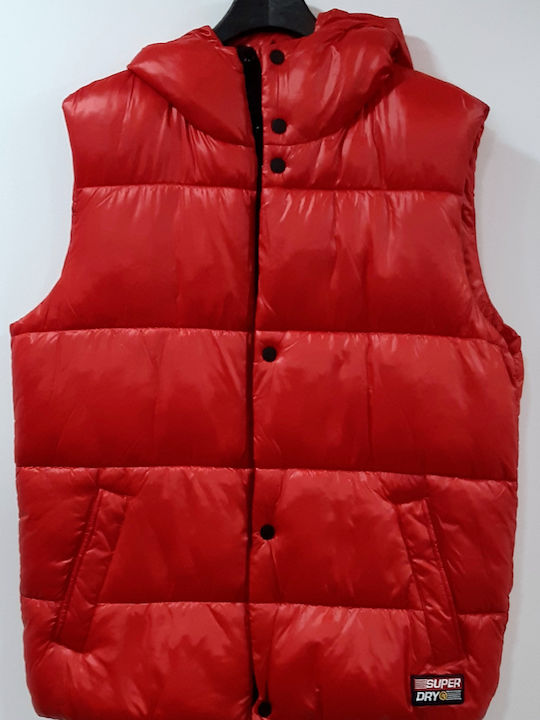 High Shine Без Ръкав Puffer Червено