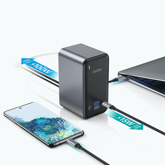Choetech USB-C Docking Station με HDMI 4K PD Ethernet Μαύρο (HUB-M21)