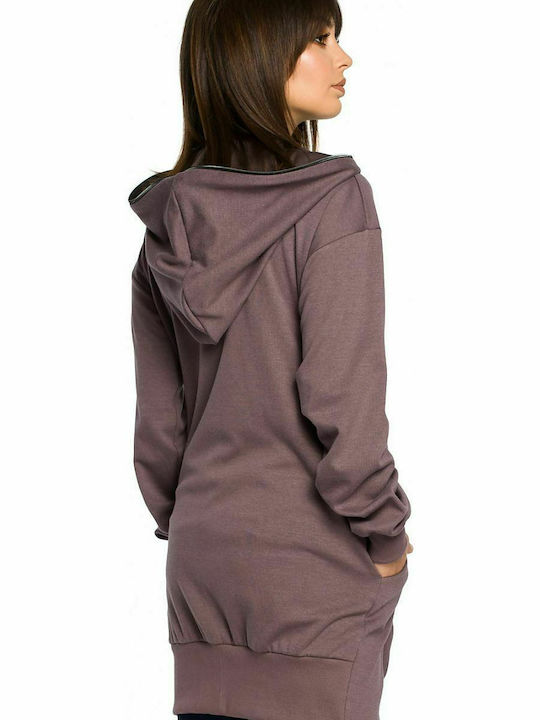 BeWear Women's Long Hooded Cardigan Brown