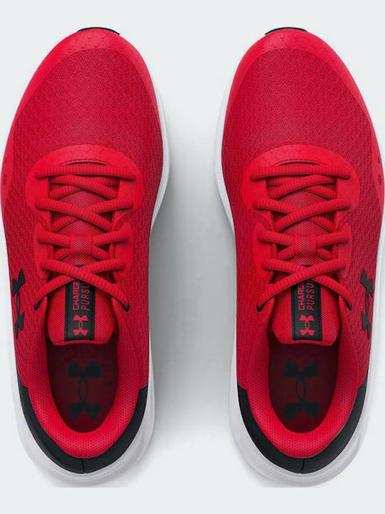 Charged Pursuit 3 Kids Sports Shoes Running with Laces Red