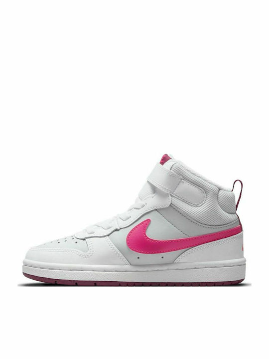 Court Borough Kids Sports Shoes with Hoop & Loop Closure White