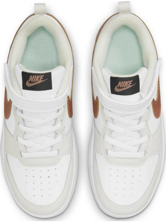 Court Court Borough Low 2 Kids Sports Shoes Basketball with Hoop & Loop Closure White / Metallic Bronze / Summit White