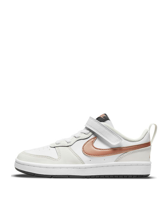 Court Court Borough Low 2 Kids Sports Shoes Basketball with Hoop & Loop Closure White / Metallic Bronze / Summit White