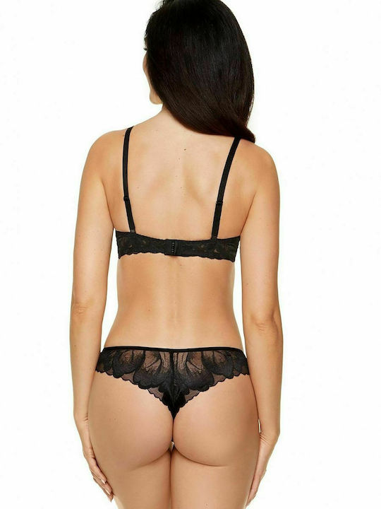 Gorteks Moon Triangle Triangle Bra without Padding Underwire Black