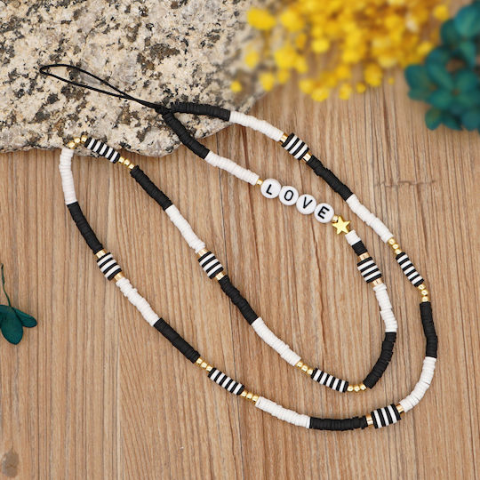 Ds Crystal DS Crystal Neck Strap for Mobile Black Love