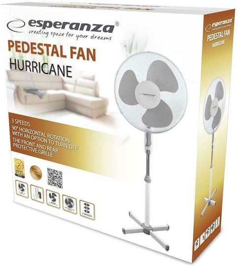 Esperanza Ανεμιστήρας Ορθοστάτης 50W Διαμέτρου 40cm Λευκός
