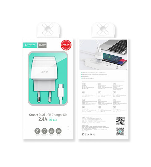Xipin Φορτιστής και Καλώδιο micro USB Λευκός (EU-11T)