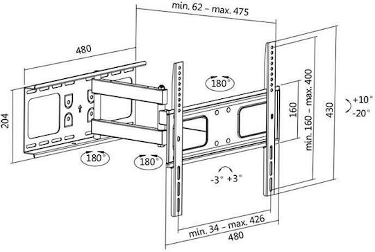 LogiLink BP0015 BP0015 Wall TV Mount with Arm up to 55" and 50kg