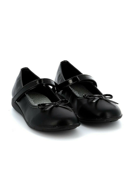 Balerini copii Anatomic cu închidere Hoop & Loop de Piele Negre