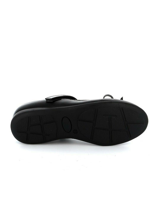 Balerini copii Anatomic cu închidere Hoop & Loop de Piele Negre
