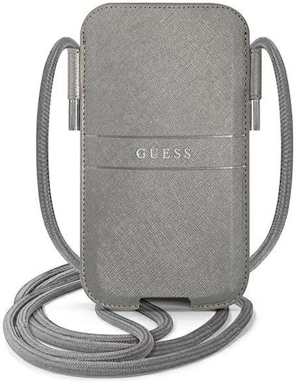 Guess Saffiano Metal Logo L Чорап и чанта Сив