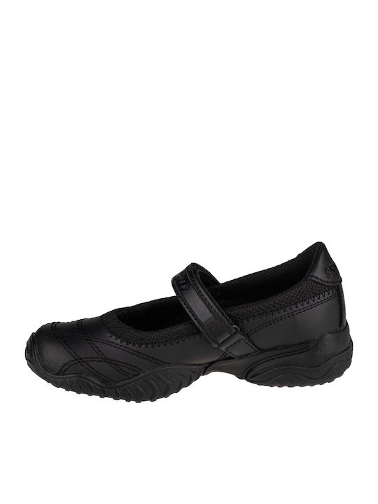 Kids Leather Ballerinas VelocityPouty with Hoop & Loop Closure Black