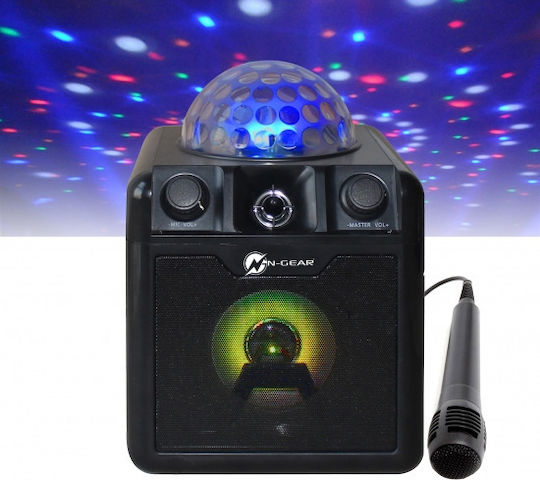 N-Gear Karaoke Speaker with Wired Microphone and Lighting Effects Disco Block 410 Black