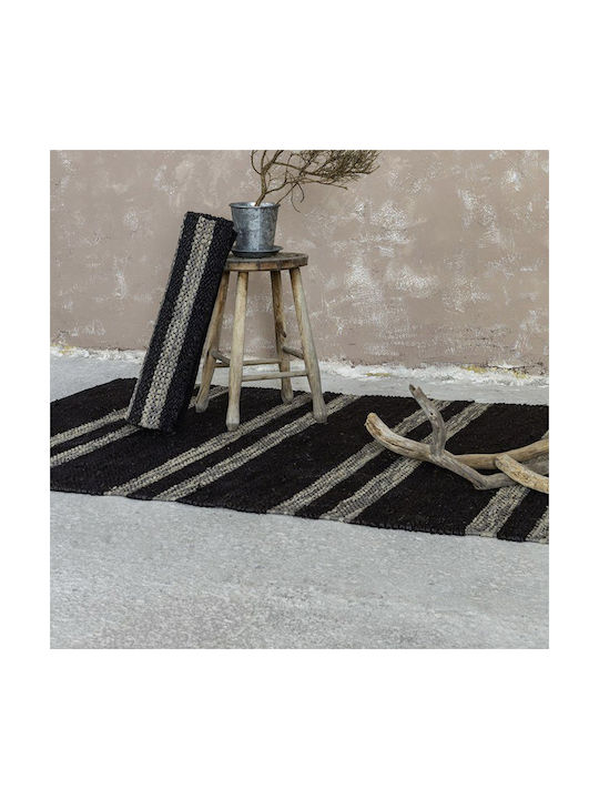 Nima Lineda Teppich Rechteckig Synthetisch,Polyester/Cotton/Leather Black