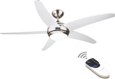 Gruppe R52001-XY-1L Ceiling Fan 132cm with Light and Remote Control White/Oak