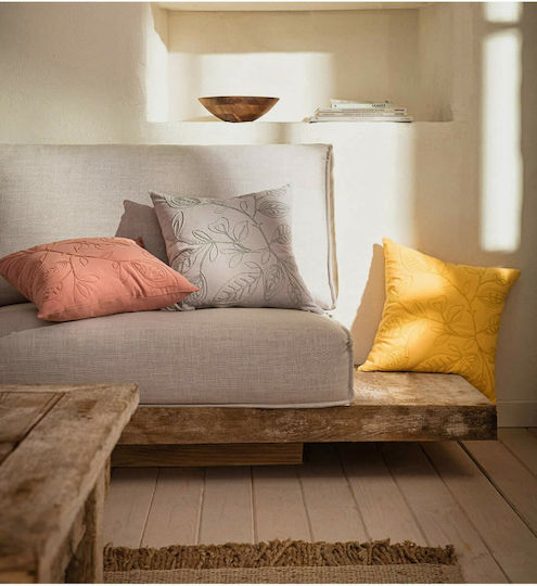 Gofis Home Διακοσμητική Μαξιλαροθήκη Pale 381 από 100% Βαμβάκι Sun Yellow 43x43εκ.