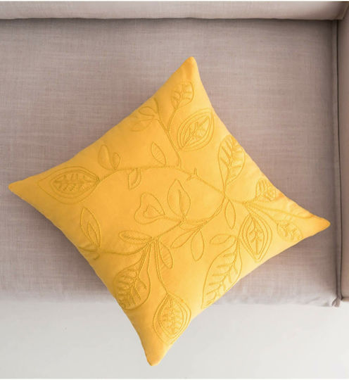 Gofis Home Διακοσμητική Μαξιλαροθήκη Pale 381 από 100% Βαμβάκι Sun Yellow 43x43εκ.