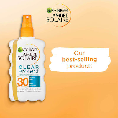 Garnier Ambre Solaire Clear Protect Transparent Rezistentă la apă Crema protectie solara Cremă pentru Corp SPF30 în Spray 200ml