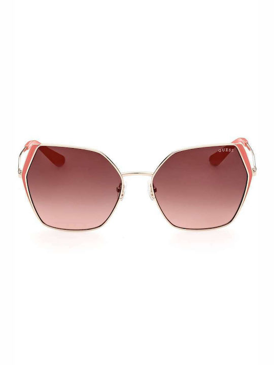 Guess Women's Sunglasses with Gold Metal Frame and Pink Gradient Lens GU7843 32F