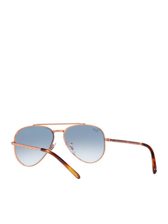 Ray Ban Aviator Unisex Sunglasses with Rose Gold Metallic Frame and Blue Gradient Lens RB3625 9202/3F