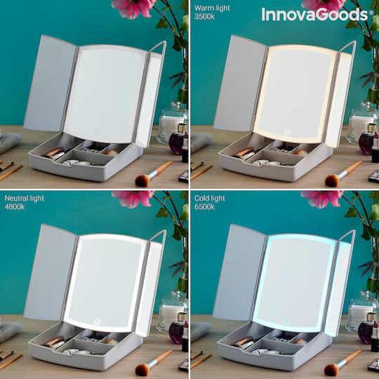 InnovaGoods Schminkspiegel Tischgerät Panomir mit Licht 120x29cm Weiß