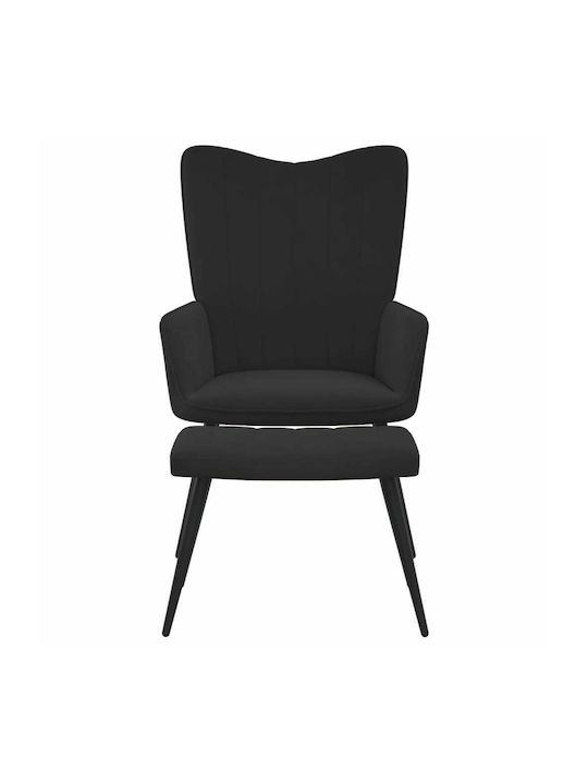Μπερζέρα με Υποπόδιο Βελούδινη Μαύρη 61x70x96.5cm