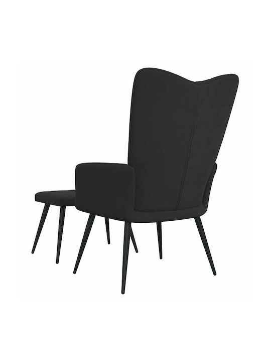 Μπερζέρα με Υποπόδιο Βελούδινη Μαύρη 61x70x96.5cm