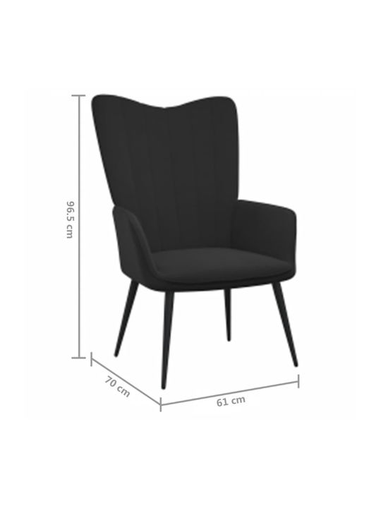 Μπερζέρα με Υποπόδιο Βελούδινη Μαύρη 61x70x96.5cm