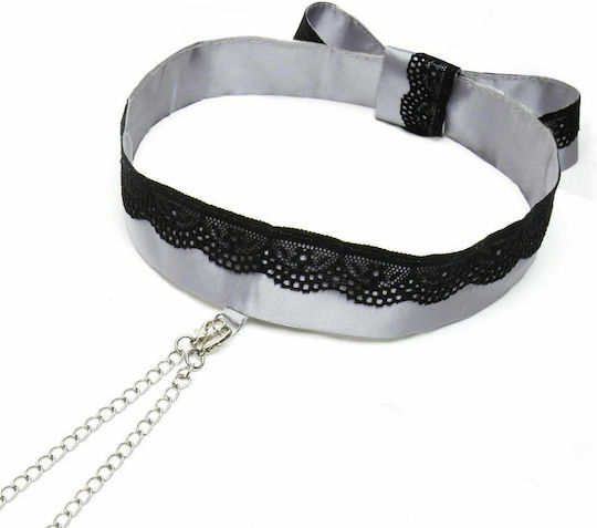 Fifty Shades of Grey Satin & Lace Collar with Nipple Clamps BDSM Kit in Gray Color