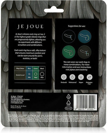 Je Joue Silicone Cock Ring Set Black / Green / Blue