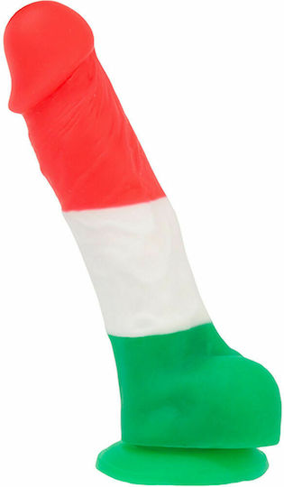 BMS Factory Addiction Leonardo Ρεαλιστικό Dildo με Όρχεις και Βεντούζα Red White & Green 18cm