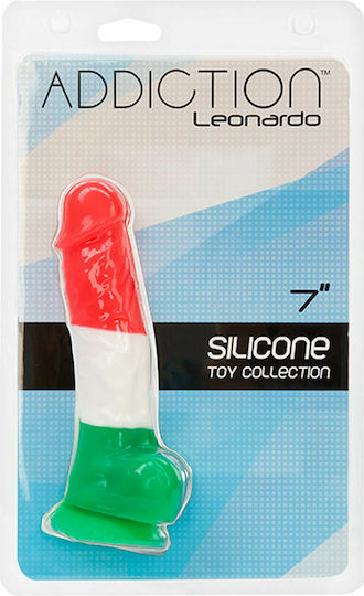 BMS Factory Addiction Leonardo Ρεαλιστικό Dildo με Όρχεις και Βεντούζα Red White & Green 18cm