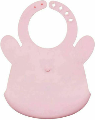 Tiny Twinkle Bunny Waterproof Bib Silicone with Button & Pocket Rose for 4 m+