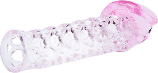 Baile Male-wear Grid Sleeve Penis Extension Pink 11.7cm